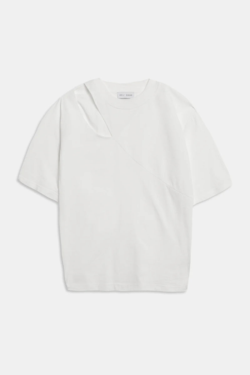 T-Shirt con cut-out bianca/nera